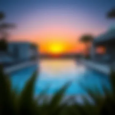 Sunset View from Villa's Private Pool Sunset view from a villa's private pool area