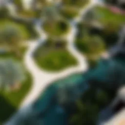 Aerial view of Al Jurf Garden showcasing the lush greenery and pathways