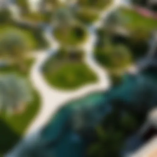 Aerial view of Al Jurf Garden showcasing the lush greenery and pathways