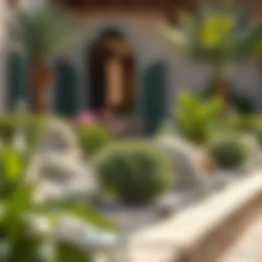 Close-up of the unique landscaping features in Al Jurf Garden