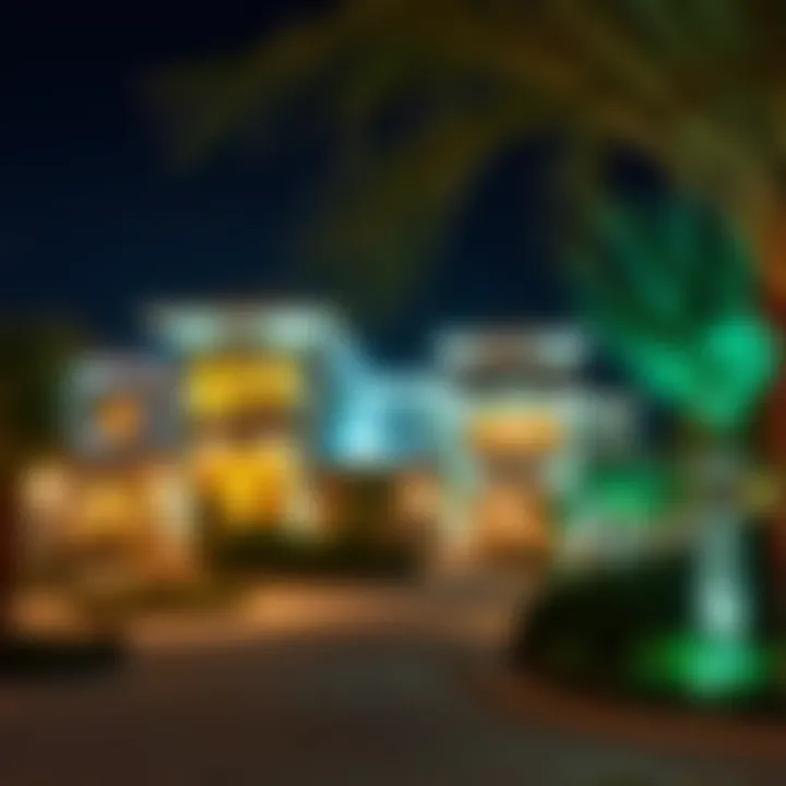 Night view of Al Jurf Garden emphasizing its lighting and ambiance