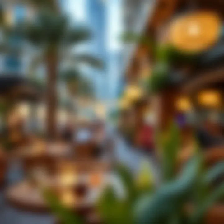 A vibrant outdoor dining scene within Al Maya DIFC