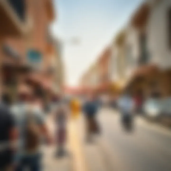 Vibrant street life in Al Quoz capturing local culture