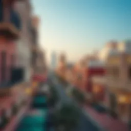 Aerial view of Al Raffa Street showcasing its vibrant architecture