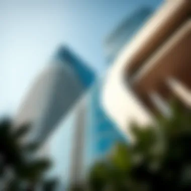 Close-up of the facade of API Tower highlighting design details