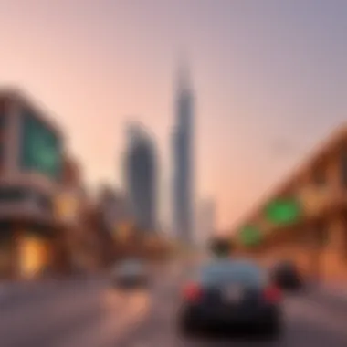 Sheikh Zayed Road Featuring API Tower Vibrant streetscape of Sheikh Zayed Road with API Tower in the backdrop
