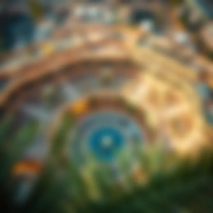 Aerial view of Arabian Center Mall showcasing its architectural design