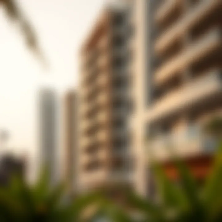 Architectural details of a luxury apartment complex in Arjan