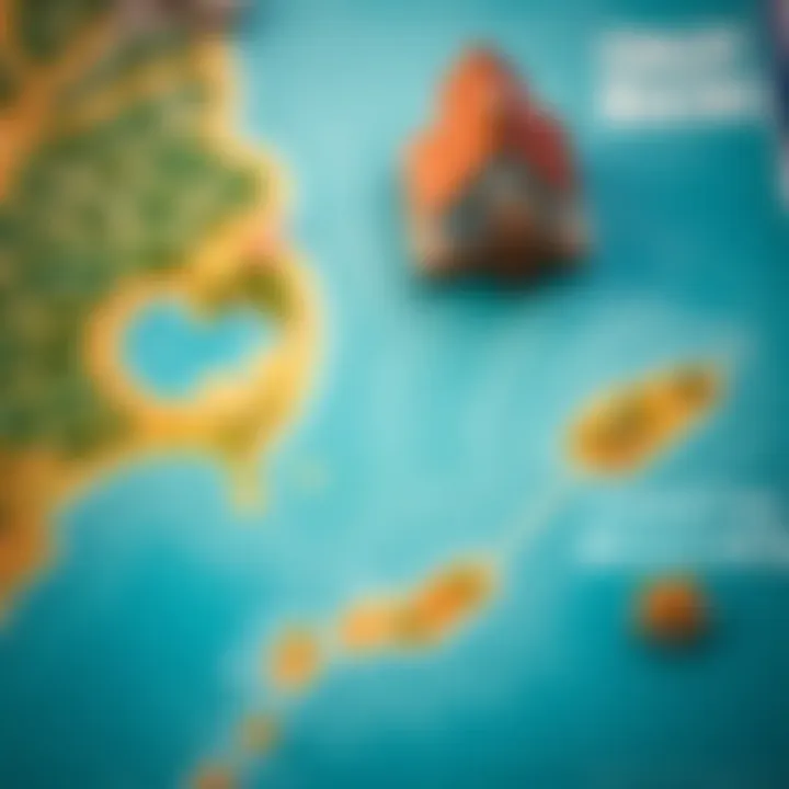 Coastal Destinations Map A map highlighting various coastal destinations and their features