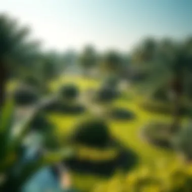 Green Spaces and Leisure Areas Lush green spaces and leisure areas on Blue Water Island