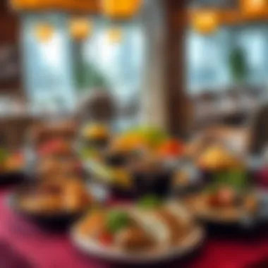 Colorful array of international dishes on a table