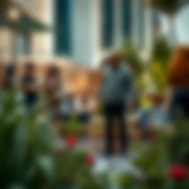 Fostering Community through Garden Bed Spaces A community gathering around a discovery garden bed space, enhancing social interaction