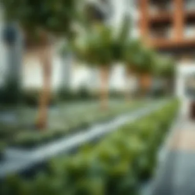 Strategic Design of Urban Garden Beds A close-up of a well-designed garden bed with structured layout and greenery