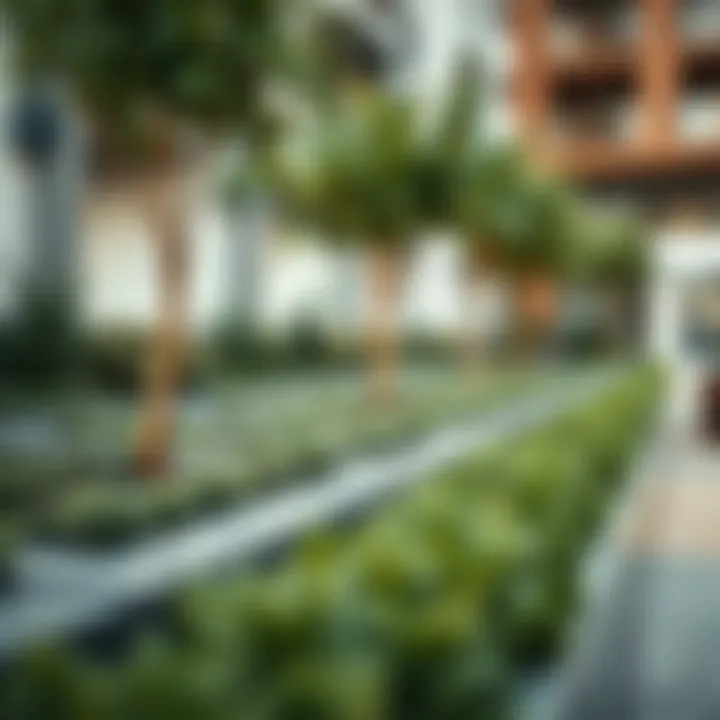 Strategic Design of Urban Garden Beds A close-up of a well-designed garden bed with structured layout and greenery