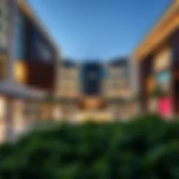 Architectural view of Dubai Hills Malls showcasing modern design