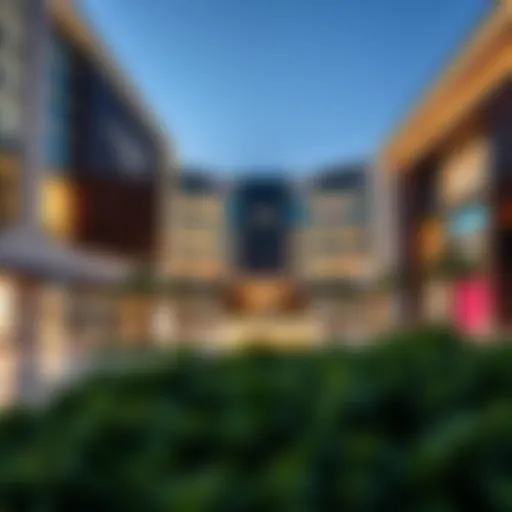 Architectural view of Dubai Hills Malls showcasing modern design