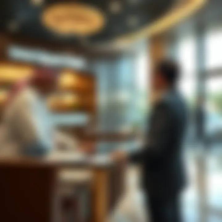 Financial consultant assisting clients at Dubai Islamic Bank Al Zahia