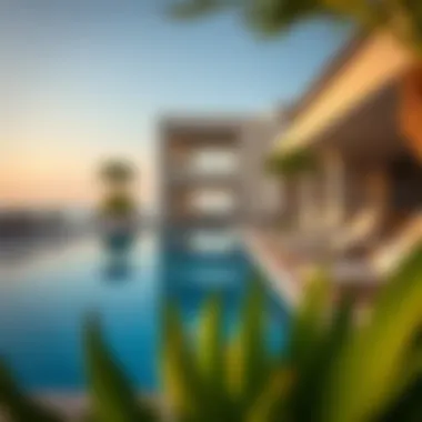 Luxurious poolside area at Ellington Beach House with sun loungers