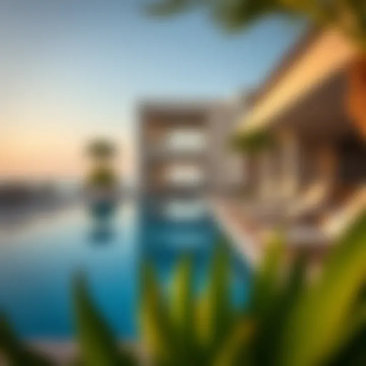 Luxurious poolside area at Ellington Beach House with sun loungers