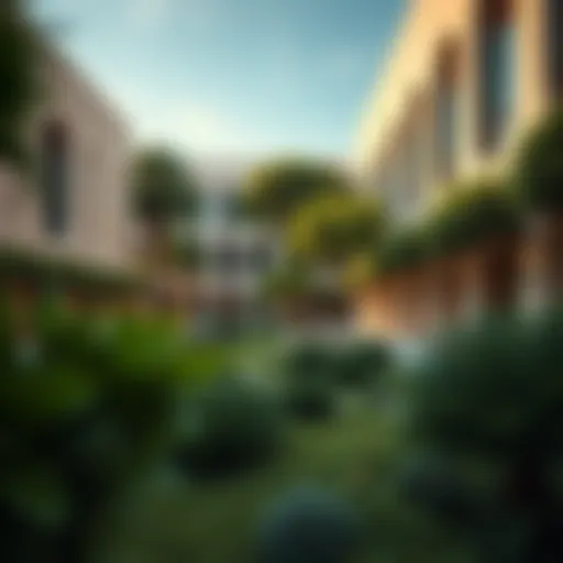 Lush greenery and modern architecture of Green Mubazzarah