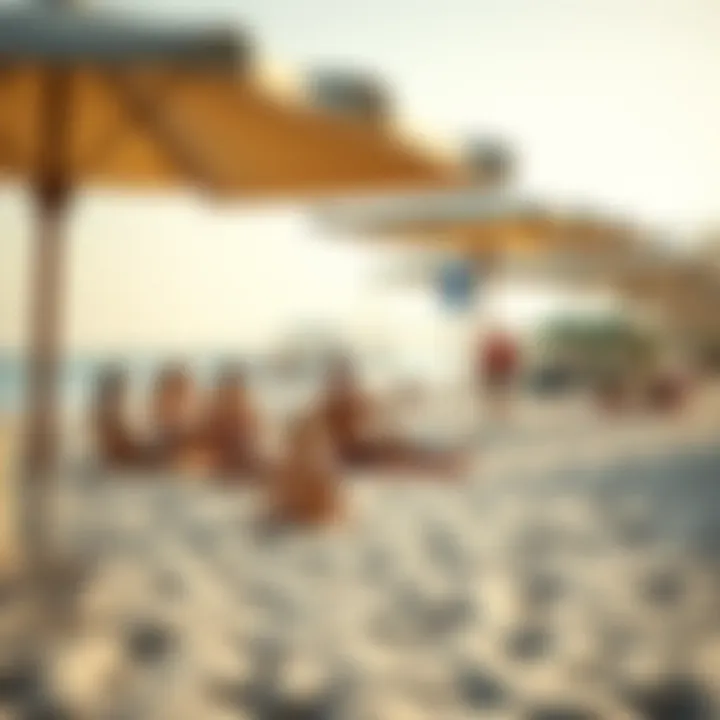 Families enjoying leisure activities at a Dubai beach during holiday season