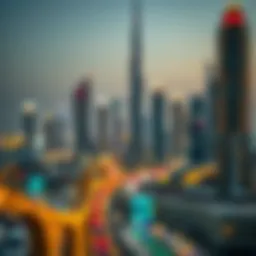 A luxurious view of Dubai skyline during a festive holiday celebration