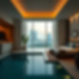 Luxurious hotel room with a private pool