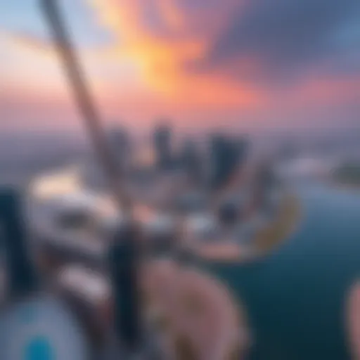 Aerial view of JLT Cluster showcasing the skyline and waterways