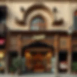 An intricate facade of a traditional Khan store showcasing unique architectural elements