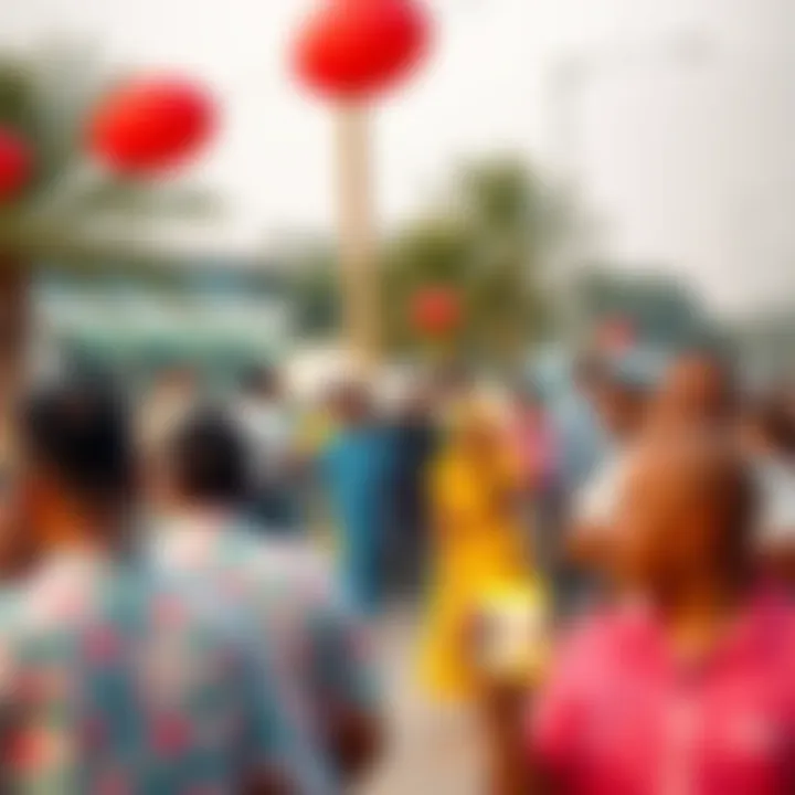 Vibrant community gathering near the shores of Lake Dubai