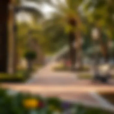 Facilities available in Mankhool Park including walking paths and seating areas