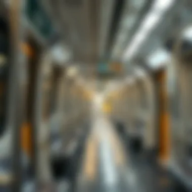Modern Comforts: Inside Dubai Metro Trains Interior view of a Dubai Metro train showcasing modern amenities