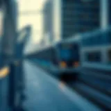 Dubai Metro train navigating through urban landscape