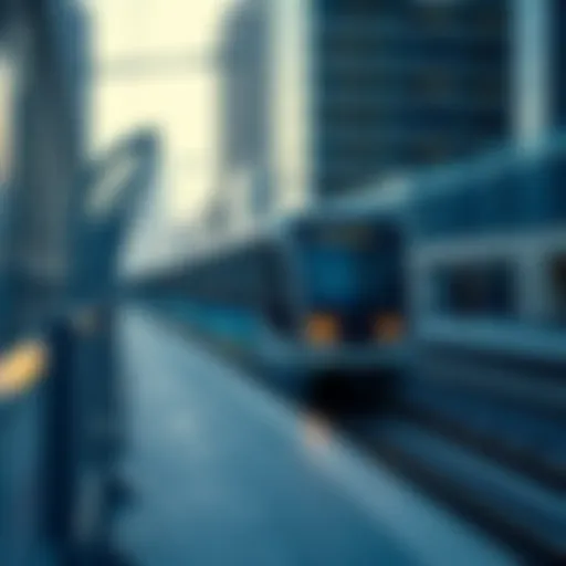 Dubai Metro train navigating through urban landscape