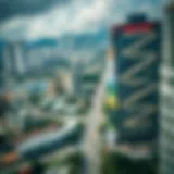 Aerial view of Mina Road showcasing the vibrant real estate landscape