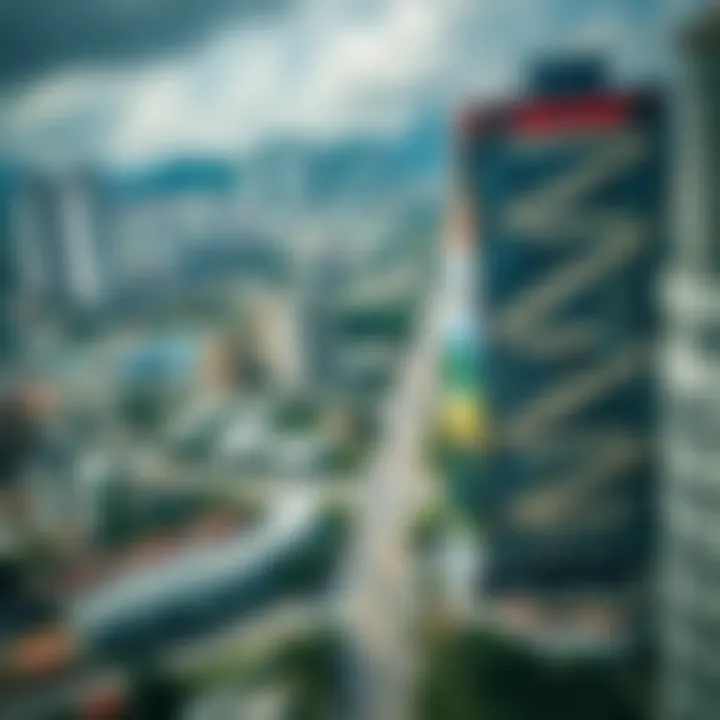 Aerial view of Mina Road showcasing the vibrant real estate landscape