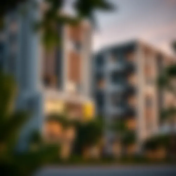 Modern residential buildings along Mina Road