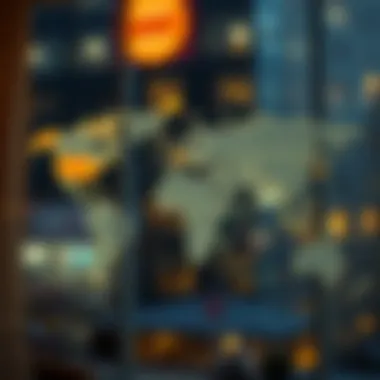 A map with highlighted international cities, representing global rental markets.