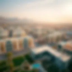 Aerial view of the رحبة area showcasing its urban landscape