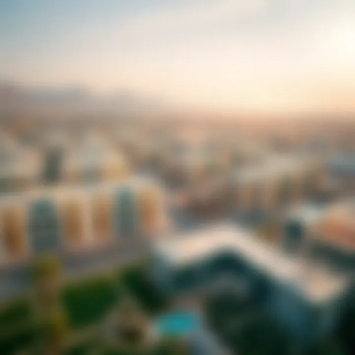 Aerial view of the رحبة area showcasing its urban landscape