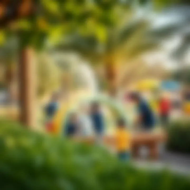 Vibrant Community Park in Dubai A vibrant community park filled with families enjoying outdoor activities in Dubai