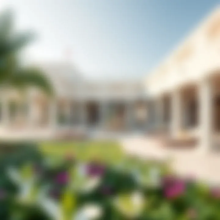 A serene leisure area with lush landscaping and relaxation spots in Royal Rest Oasis Mall