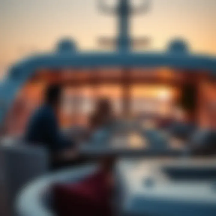 Intimate dining experience on a private yacht at sunset