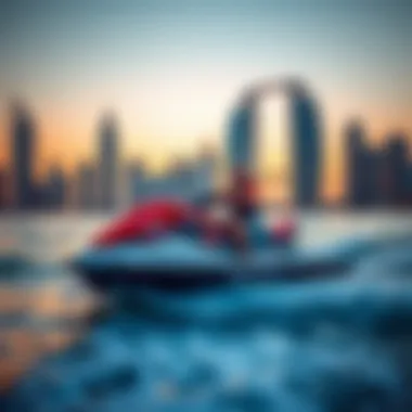 Thrilling jet ski adventure against the backdrop of iconic Dubai skyline