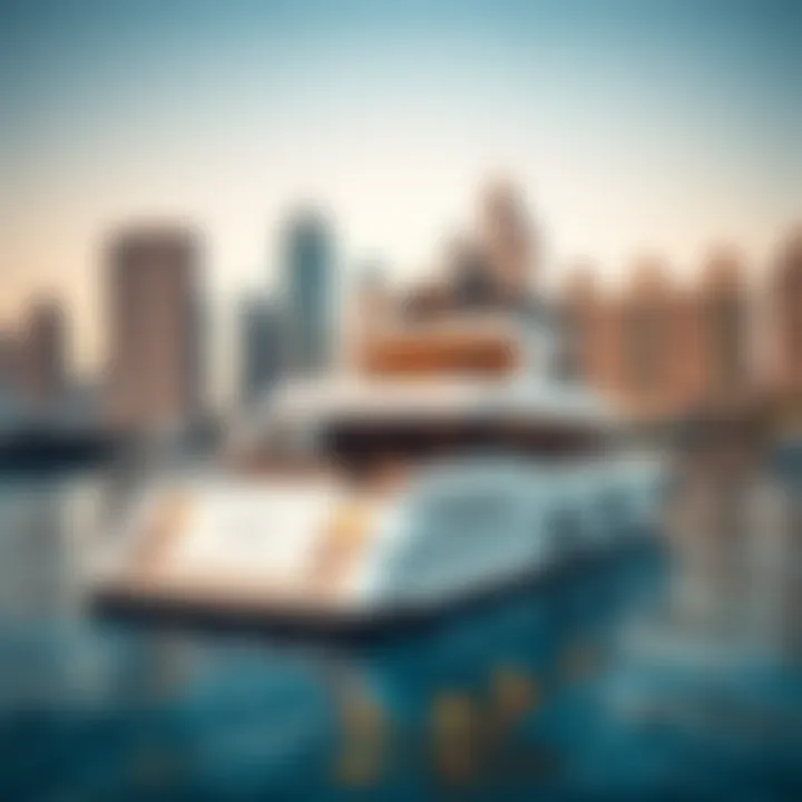 Luxurious yacht anchored in the vibrant Dubai Marina