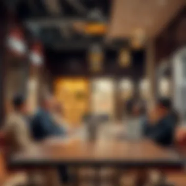 Business meeting in a shop rental context