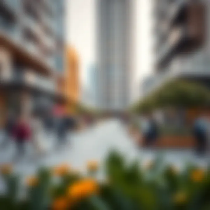 Vibrant community spaces around 51 Tower encouraging social interaction