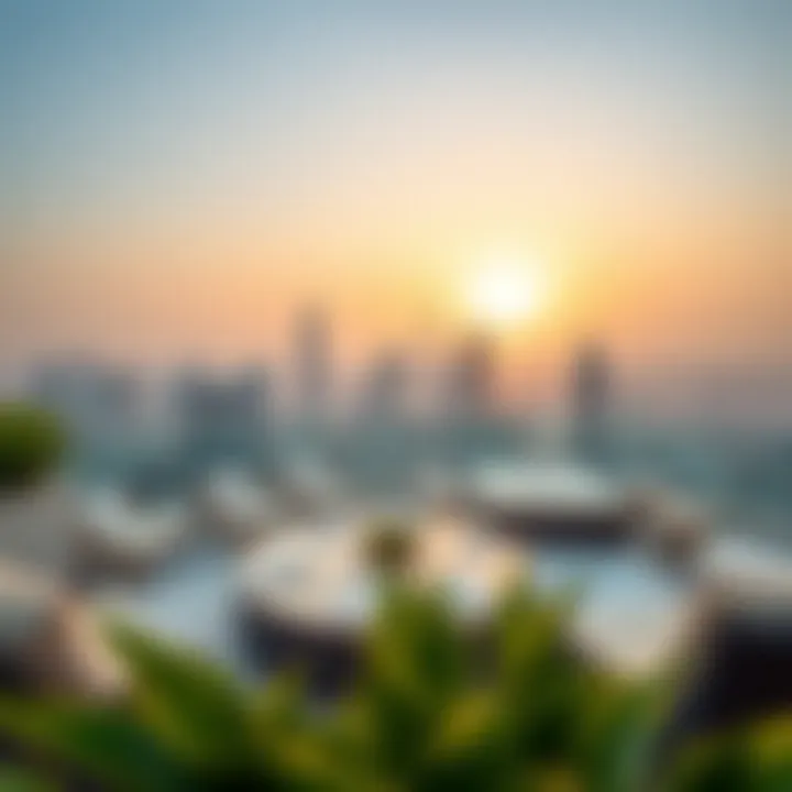 Luxurious penthouse terrace with city view