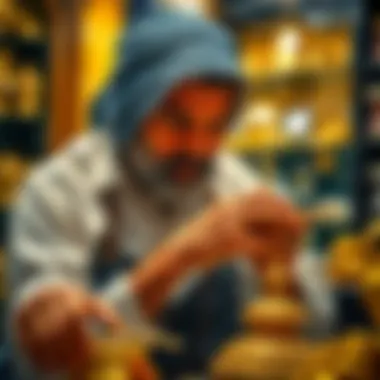 Craftsman meticulously polishing a stunning gold artifact