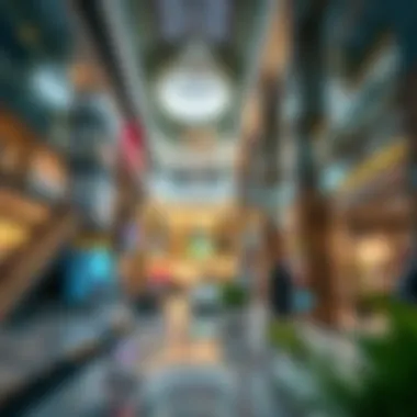 Interior shot showcasing luxury retail in a megamall